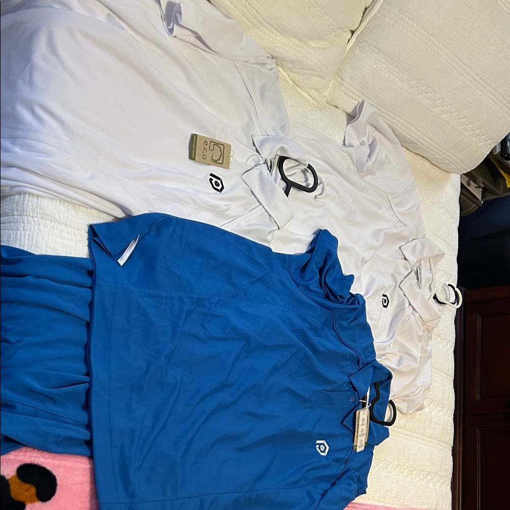 Blue and White Golf Polos   Lot of 7  men's